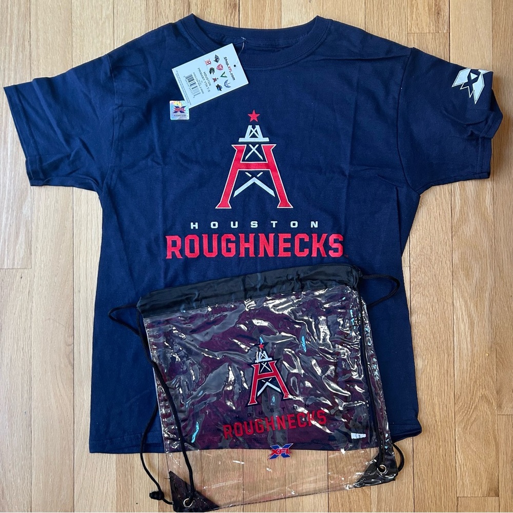 🏈 Houston Roughnecks UFL Shirt Unisex Youth Medium Shirt & Stadium Bag XFL